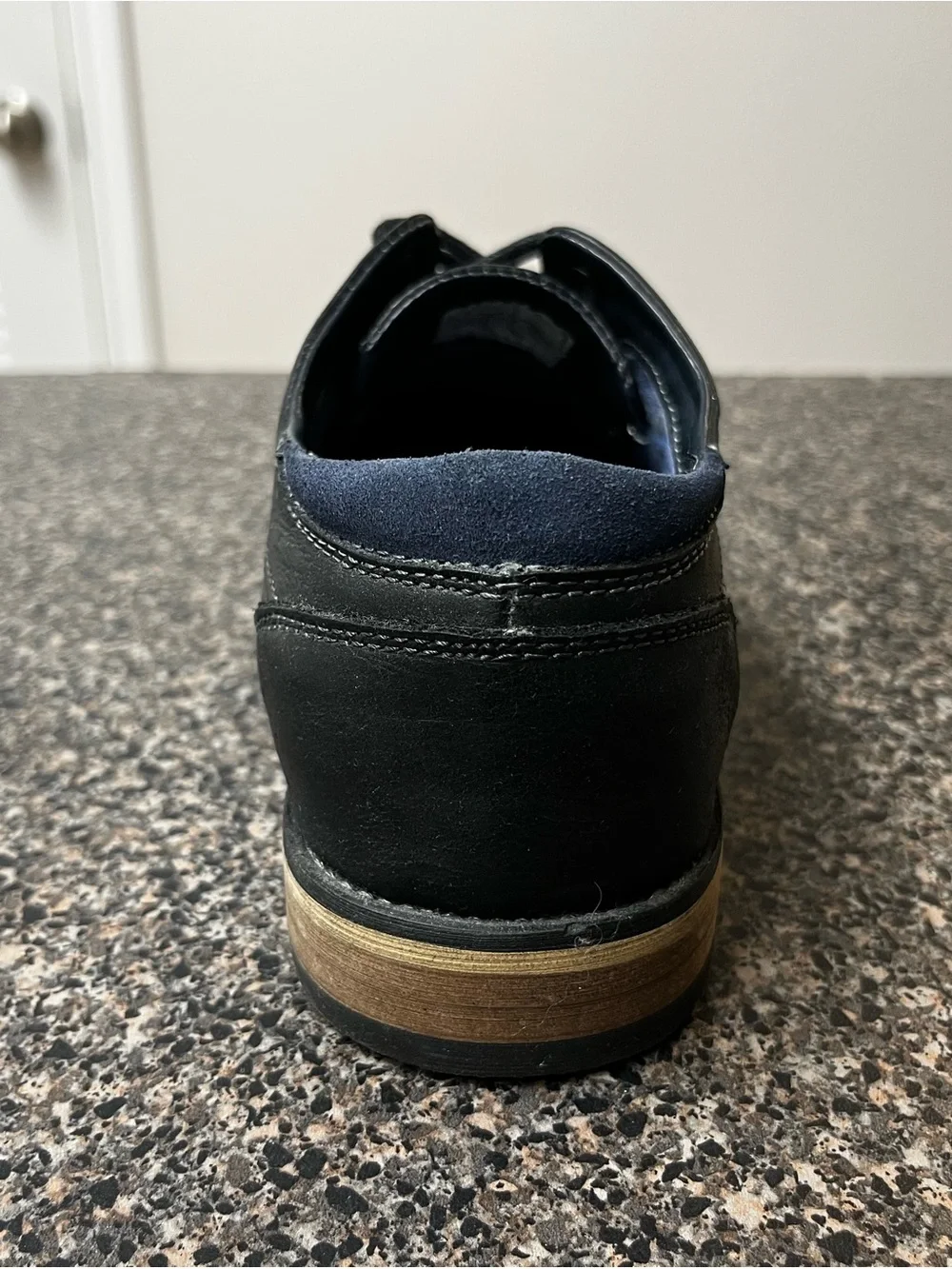 Steve Madden Black Textured Derby Shoes with Contrasting Welt